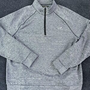 Greg Norman Sweater Mens Medium Gray Quarter Zip Golf Pullover Shark Logo